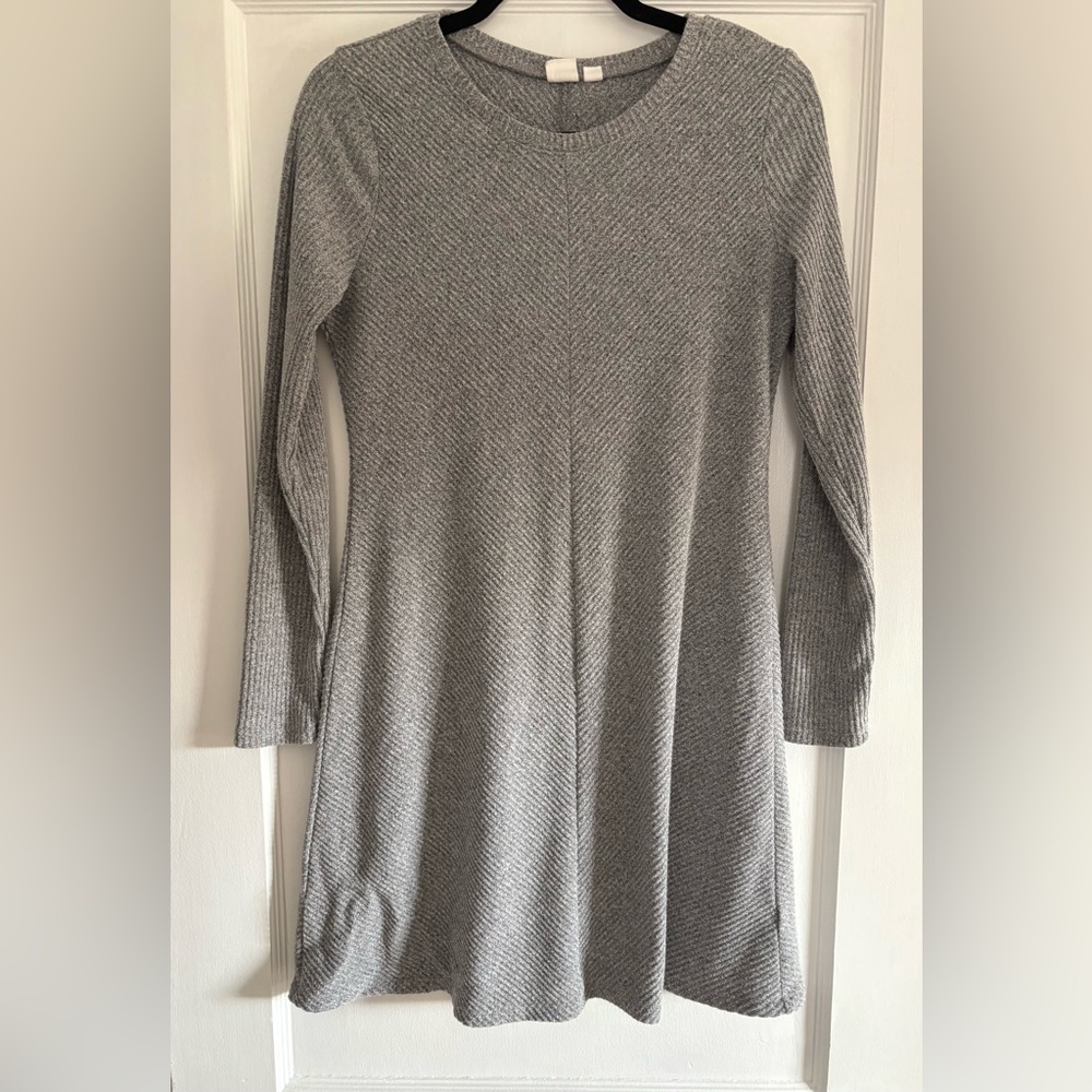 Women's GAP Gray Long Sleeve Ribbed Swing Dress Size Medium